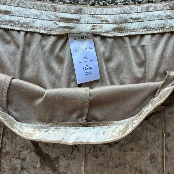 Y2K Gold Velvet Velour Wide Leg Pants Womens L Couture Metallic Shiny Feminine - Picture 2 of 7